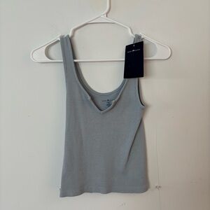brand new! brandy melville pastel dusty blue ribbed v neck crop tank top.